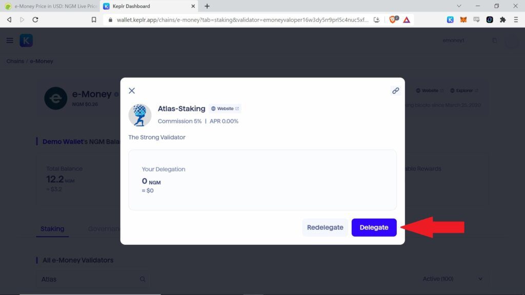 e-money, How to stake e-money tokens, How to stake NGM tokens, where to stake NGM tokens, where to stake e-money tokens, the best place to stake NGM tokens, the best place to stake e-money tokens, How to stake NGM using Keplr wallet, How to stake NGM using Cosmostation wallet, How to stake NGM in Keplr wallet, How to stake NGM in Cosmostation wallet, step-by-step guide on how to stake NGM, E-money validator, NGM validator, Atlas Staking validator