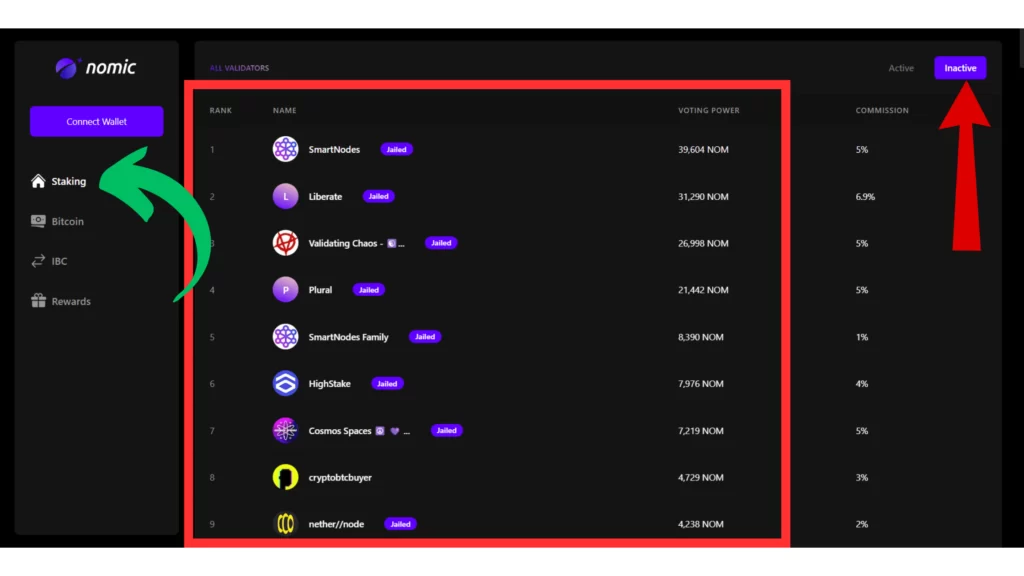 Nomic validators, my Nomic validator is jailed, how to redelegate NOM tokens, how to switch NOM validators