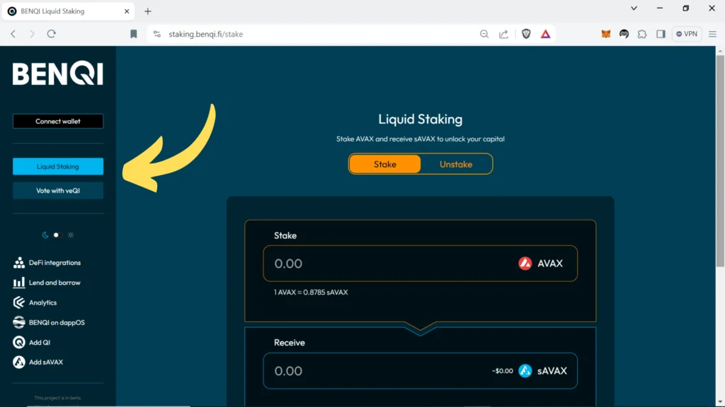 AVAX liquid staking, sAVAX tokens, Avalanche liquid staking, Benqi liquid staking, QI tokens, veQI tokens, how to stake QI tokens, why stake QI tokens, where to stake QI tokens, vote for AVAX validators, why vote with veQI, Metamask, Core wallet