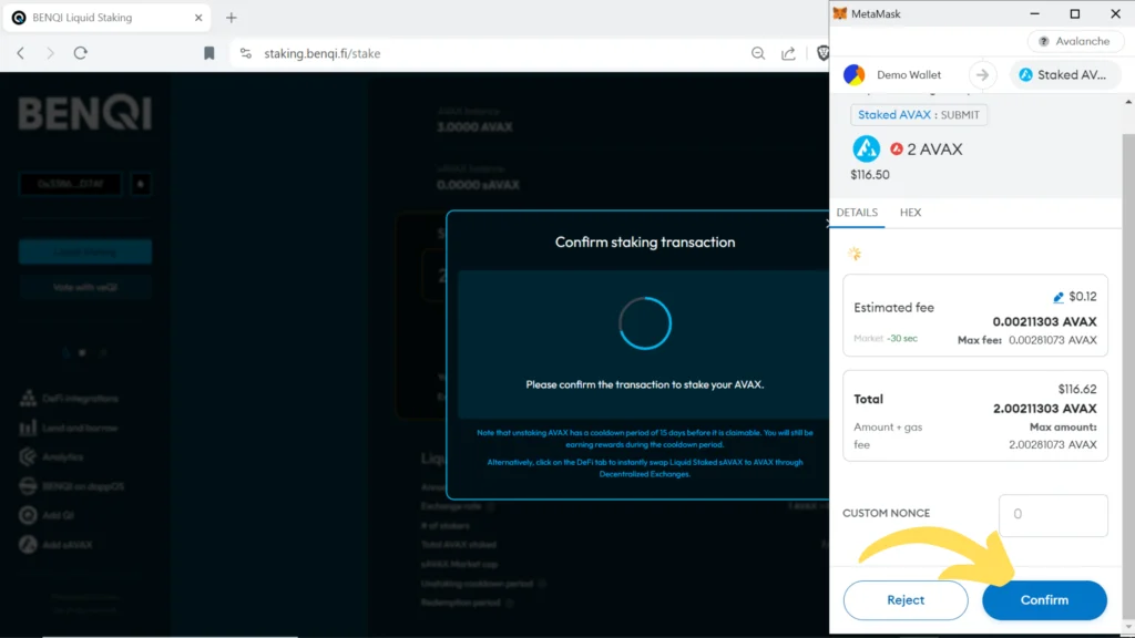 AVAX liquid staking, sAVAX tokens, Avalanche liquid staking, Benqi liquid staking, QI tokens, veQI tokens, how to stake QI tokens, why stake QI tokens, where to stake QI tokens, vote for AVAX validators, why vote with veQI, Metamask