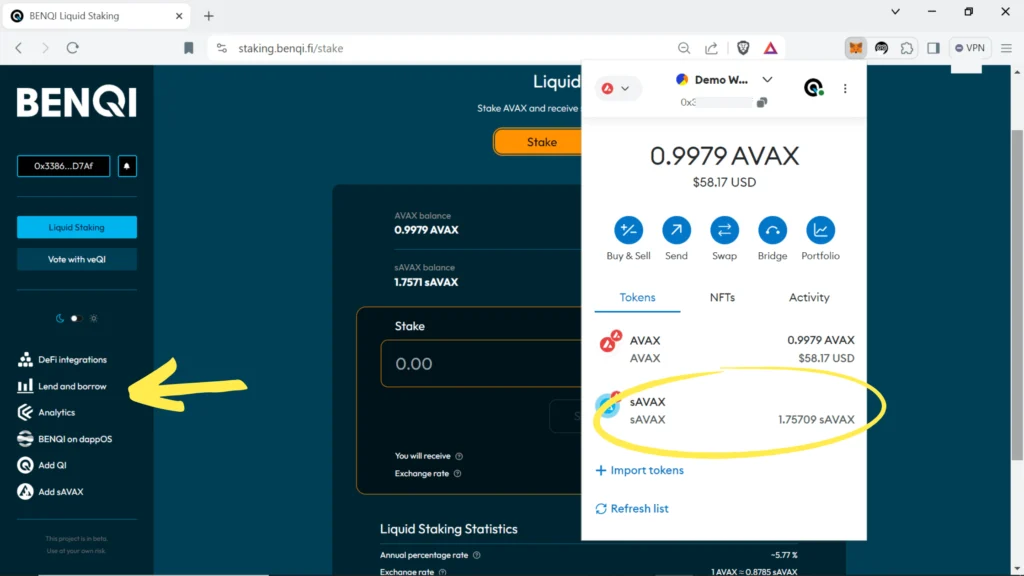 AVAX liquid staking, sAVAX tokens, Avalanche liquid staking, Benqi liquid staking, QI tokens, veQI tokens, how to stake QI tokens, why stake QI tokens, where to stake QI tokens, vote for AVAX validators, why vote with veQI, Metamask
