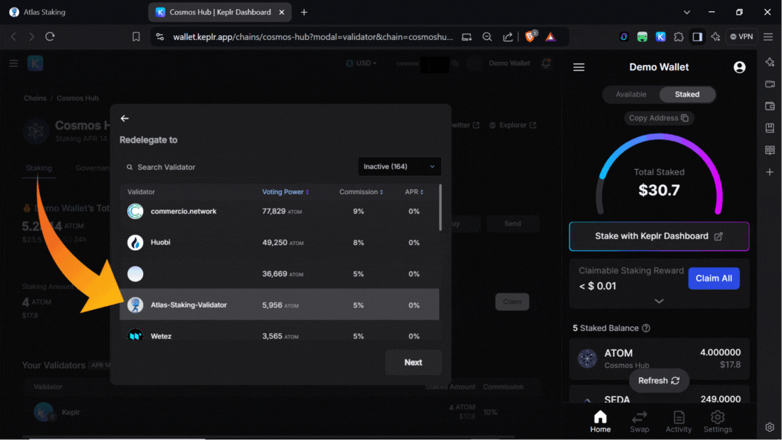 ATOM validator, switch validators in Keplr, how to redelegate using Keplr, where to stake ATOM, how to stake Cosmos ATOM in Keplr, Keplr mobile wallet app, the best place to stake ATOM, the best ATOM validator, which ATOM validator do I choose, how do you stake on Keplr, is ATOM staking worth it, Is ATOM good for staking, ATOM staking APY, What is the reward for ATOM staking, How do I get ATOM on my Keplr wallet, Keplr wallet staking guide, ATOM staking rewards calculator, How to delegate ATOM tokens, Is ATOM Proof of Stake, Does Keplr wallet support ATOM, Trading ATOM on Keplr wallet, How to add ATOM to Keplr wallet, ATOM liquid staking, What wallets support ATOM, Best place to stake ATOM, How long does it take to unstake ATOM, How does ATOM staking work, Should I stake ATOM on Kraken, Should I stake ATOM on Coinbase, staking ATOM on Binance, Is ATOM staking legit, Why is staking ATOM a good idea, Can I restake ATOM, Compound ATOM staking rewards